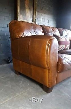 2078. Chesterfield Leather vintage & distressed 3 Seater Sofa brown Courier av