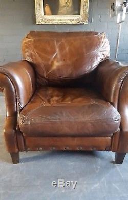2111. Chesterfield Vintage Club Leather Tan armchair Courier available