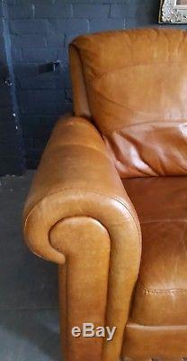 2115. Chesterfield Leather vintage & distressed 3 Seater Sofa brown Tan Courier