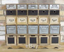 25 Drawer Industrial Storage Unit Wooden Cabinet Retro Cupboard Vintage Chest
