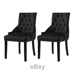 2Pcs Knocker Dining Chairs Accent Button Tufted Upholstered Studded Velvet Chair