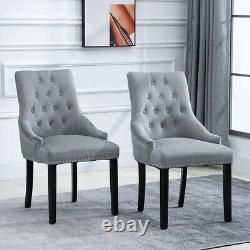 2Pcs Velvet Knocker Dining Chairs Accent Button Tufted Upholstered Studded Chair