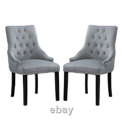 2Pcs Velvet Knocker Dining Chairs Accent Button Tufted Upholstered Studded Chair