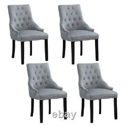 2Pcs Velvet Knocker Dining Chairs Accent Button Tufted Upholstered Studded Chair