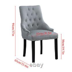 2Pcs Velvet Knocker Dining Chairs Accent Button Tufted Upholstered Studded Chair