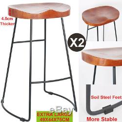 2X Bar Stools Industrial Metal Wooden Vintage Retro Kitchen Pub Counter Chair UK