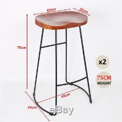 2X Bar Stools Industrial Metal Wooden Vintage Retro Kitchen Pub Counter Chair UK