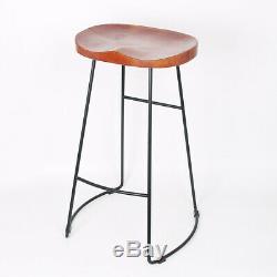 2X Bar Stools Industrial Metal Wooden Vintage Retro Kitchen Pub Counter Chair UK