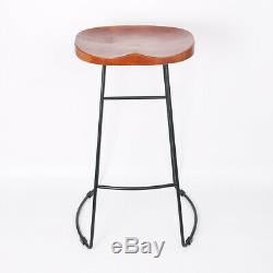 2X Bar Stools Industrial Metal Wooden Vintage Retro Kitchen Pub Counter Chair UK