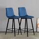 2x Blue Velvet Bar Stools Breakfast Stool Kitchen Pub Chairs Padded 65cm Seat