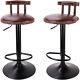 2x Industrial Leather Bar Stools Kitchen Breakfast Chairs Vintage Wood Backrest