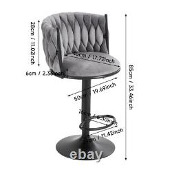 2X Luxury Tufted GREY BAR STOOLS, GAS LIFT, BREAKFAST KITCHEN BAR With BACK