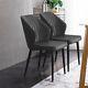 2x Retro Grey Dining Chairs Faux Leather Pu Kitchen Dining Room Metal Legs