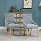 2/4/6pcs Grey/beige Dining Accent Chair Curved Button Tufted Fabric Upholstered