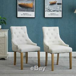 2/4/6Pcs Grey/Beige Dining Accent Chair Curved Button Tufted Fabric Upholstered