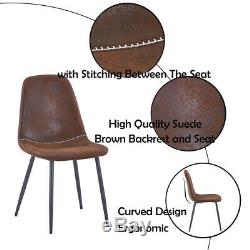 2/4/6 Dining Chairs Suede Padded Seat Black Metal Legs Kitchen Lounge Restaurant