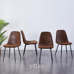 2/4/6 Dining Chairs Suede Padded Seat Black Metal Legs Kitchen Lounge Restaurant