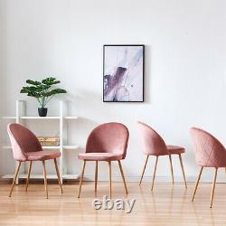 2/4/6 Pink Velvet Dining Chairs with Backrest Metal Leg Dining Room Lounge Chair