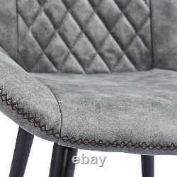 2 4 6 Retro Dining Chairs Distressed Faux Suede Fabric Black Legs Kitchen Room