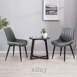 2 4 6 Retro Slope Dining Chairs Distressed Faux Leather Black Legs Kitchen Room