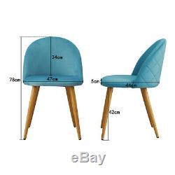 2/4/6 Retro Velvet Dining Chairs Padded Seat Oak Veneer Metal Legs Diamond X UK