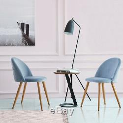 2/4/6 Retro Velvet Dining Chairs Padded Seat Oak Veneer Metal Legs Diamond X UK