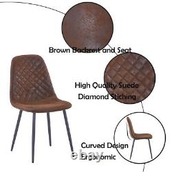 2/4/6 Suede Dining Chairs Metal Legs Office Chair Kitchen Lounge Restaurant Home