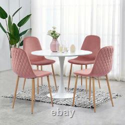 2 4 6 Velvet Dining Chairs Retro Accent Diamond Wooden Metal Legs Living Room