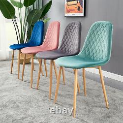 2 4 6 Velvet Dining Chairs Retro Accent Diamond Wooden Metal Legs Living Room