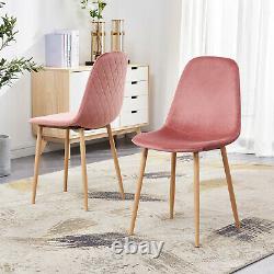 2 4 6 Velvet Dining Chairs Retro Accent Diamond Wooden Metal Legs Living Room