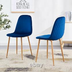 2 4 6 Velvet Dining Chairs Retro Accent Diamond Wooden Metal Legs Living Room