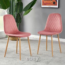 2 4 6 Velvet Dining Chairs Retro Accent Diamond Wooden Metal Legs Living Room