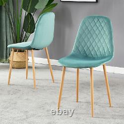 2 4 6 Velvet Dining Chairs Retro Accent Diamond Wooden Metal Legs Living Room
