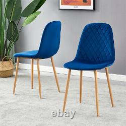 2 4 6 Velvet Dining Chairs Retro Accent Diamond Wooden Metal Legs Living Room