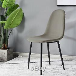 2 4 6 Velvet Fabric Upholstered Dining Chairs Retro Accent Diamond Metal Legs