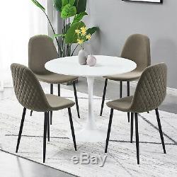 2 4 6 Velvet Fabric Upholstered Dining Chairs Retro Accent Diamond Metal Legs