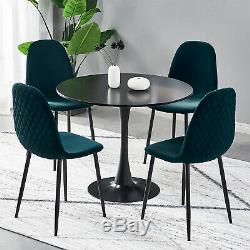 2 4 6 Velvet Fabric Upholstered Dining Chairs Retro Accent Diamond Metal Legs