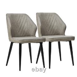 2/4/6pcs Dining Chairs Set Faux Leather Seat Back Metal Legs Kitchen Chair