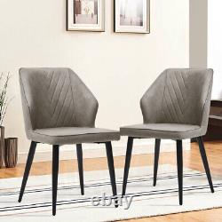 2/4/6pcs Dining Chairs Set Faux Leather Seat Back Metal Legs Kitchen Chair