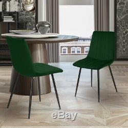 2/4 Dining Chairs Set Velvet Padded Metal Legs Kitchen Chair Seating Home Office