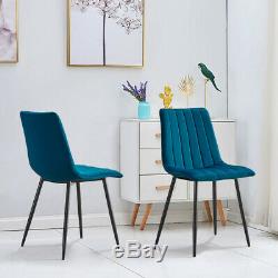 2/4 Dining Chairs Set Velvet Padded Metal Legs Kitchen Chair Seating Home Office