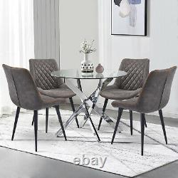 2/4 Retro Dining Chairs Faux Suede Fabric Diamond Back Slope Chair Living Room