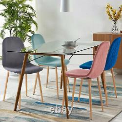 2 4 Retro Velvet Upholstered Dining Chair Diamond Back New Design Kitchen Home
