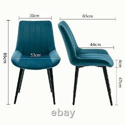 2/4 Velvet Dining Chairs Black Metal Legs Accent Dressing Chair Kitchen Bedroom