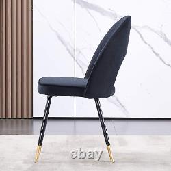 2/4 X Dining Chairs Velvet Set Padded Seat Metal Leg Kitchen Chair Home Office