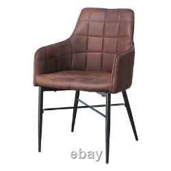 2 Brown Faux Leather/PU Armchairs Dining Chairs Office Dining room Tub Retro