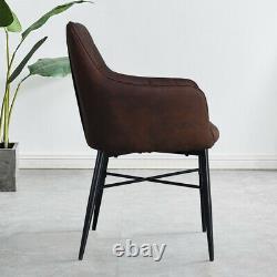2 Brown Faux Leather/PU Armchairs Dining Chairs Office Dining room Tub Retro
