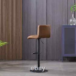 2× Brown Kitchen Breakfast Bar Stools Faux Matte Suede Leather Dining Chair Pub