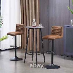 2× Brown Kitchen Breakfast Bar Stools Faux Matte Suede Leather Dining Chair Pub