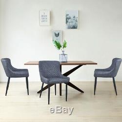 2 Grey Dining Chairs Luxury Faux Leather Soft Seat Metal Leg Kitchen Living Room